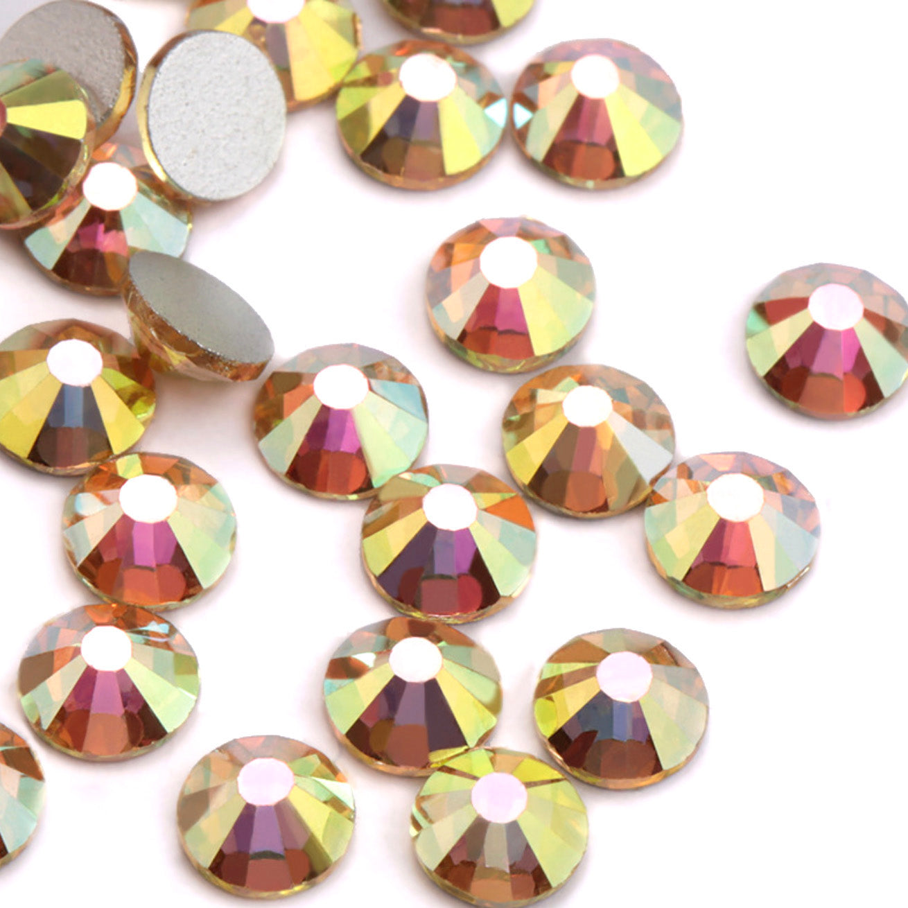 Metallic Sunshine Round Flatback Glass Rhinestones