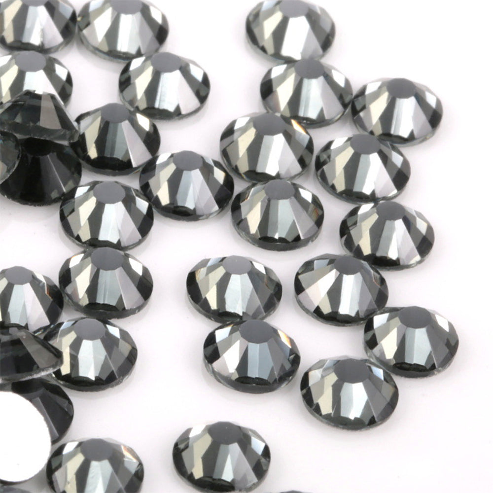 Black Diamond Round Flatback Glass Rhinestones
