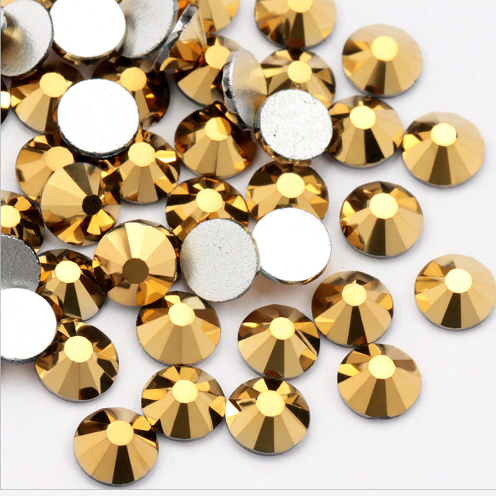 Dorado Golden Round Flatback Glass Rhinestones