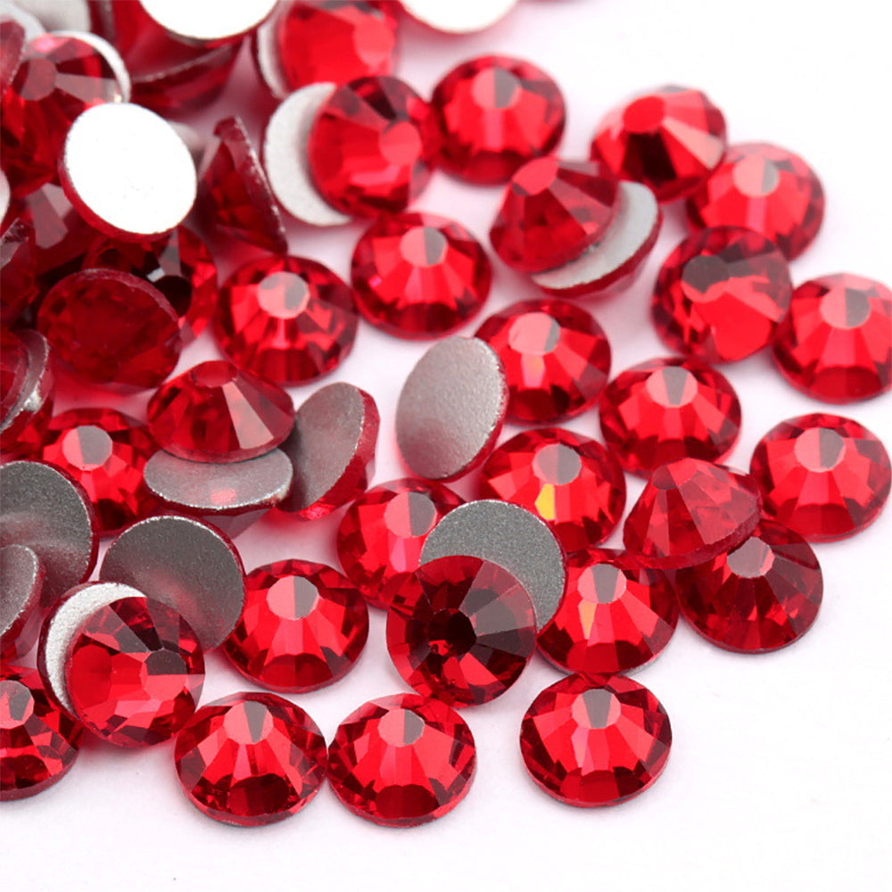 Light Siam Red Round Flatback Glass Rhinestones