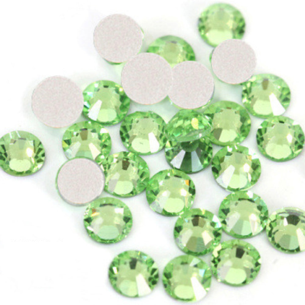 Peridot Green Round Flatback Glass Rhinestones