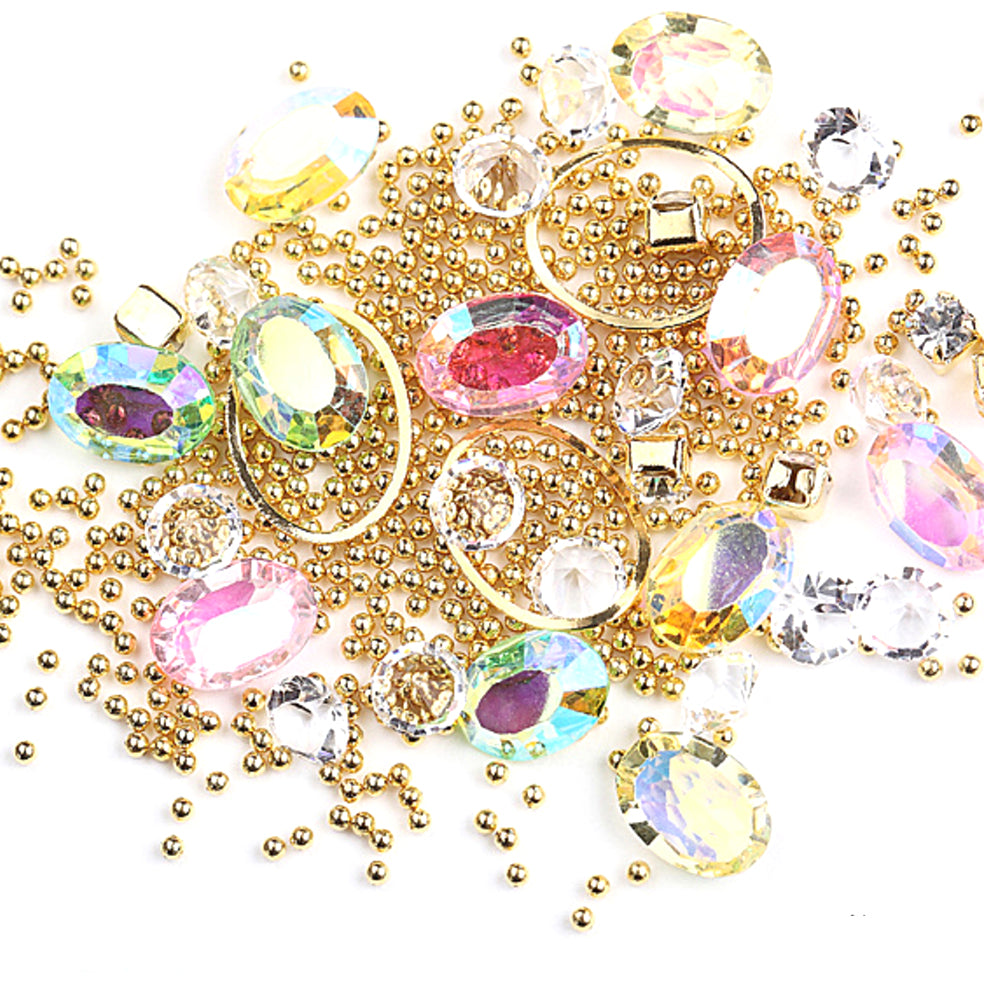 Metal Rivets with Variety of Pastel Colors Diamond Shaped Gemstones