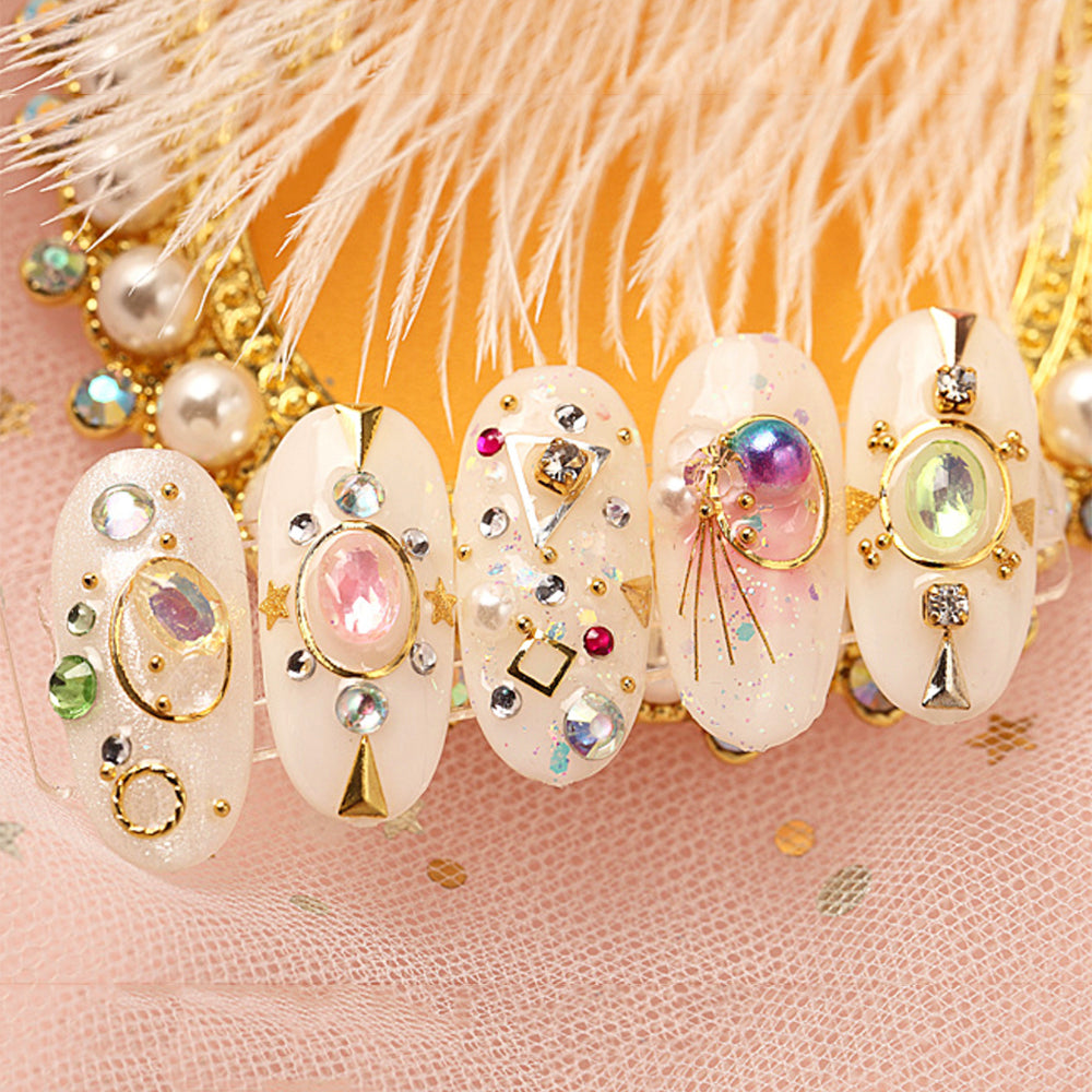 Metal Rivets with Variety of Pastel Colors Diamond Shaped Gemstones
