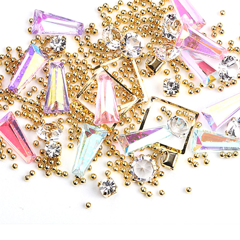 Metal Rivets with Variety of Pastel Colors Diamond Shaped Gemstones