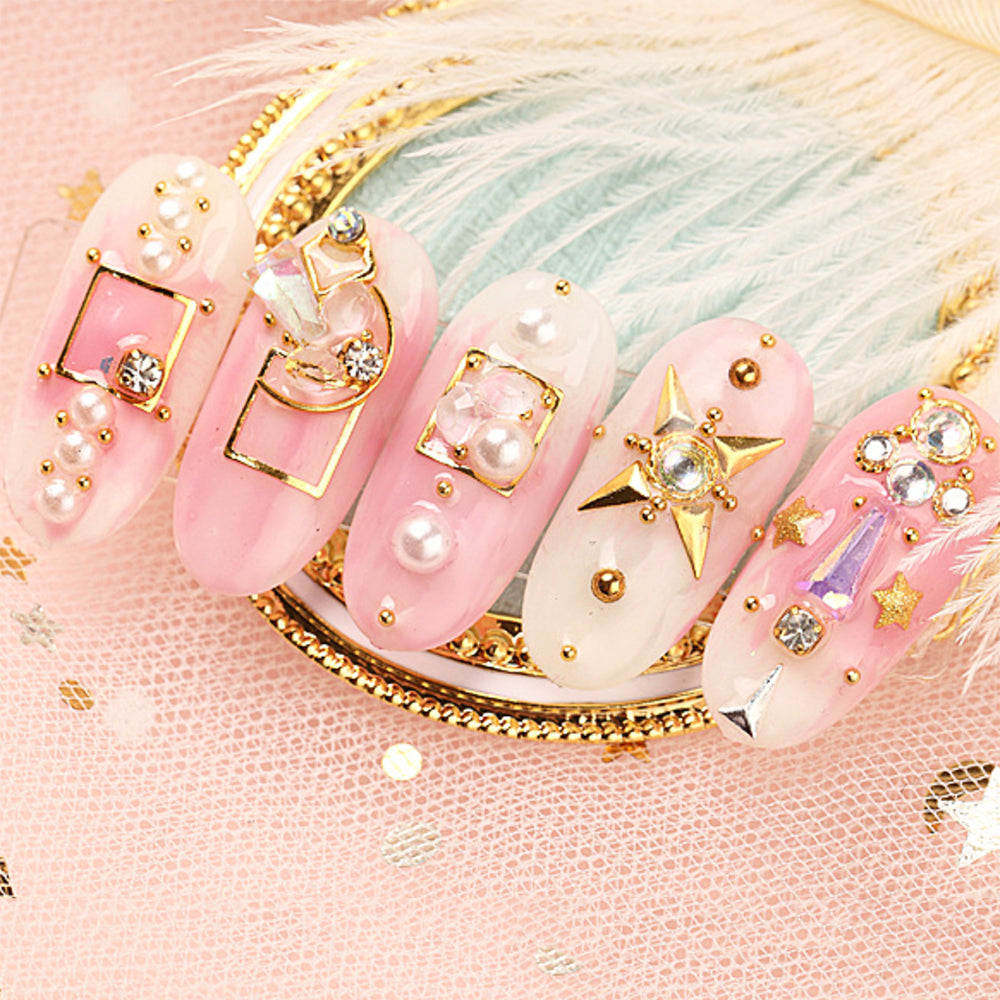 Metal Rivets with Variety of Pastel Colors Diamond Shaped Gemstones