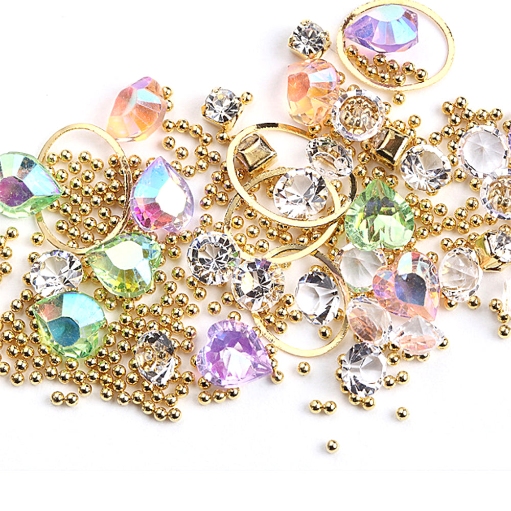 Metal Rivets with Variety of Pastel Colors Diamond Shaped Gemstones