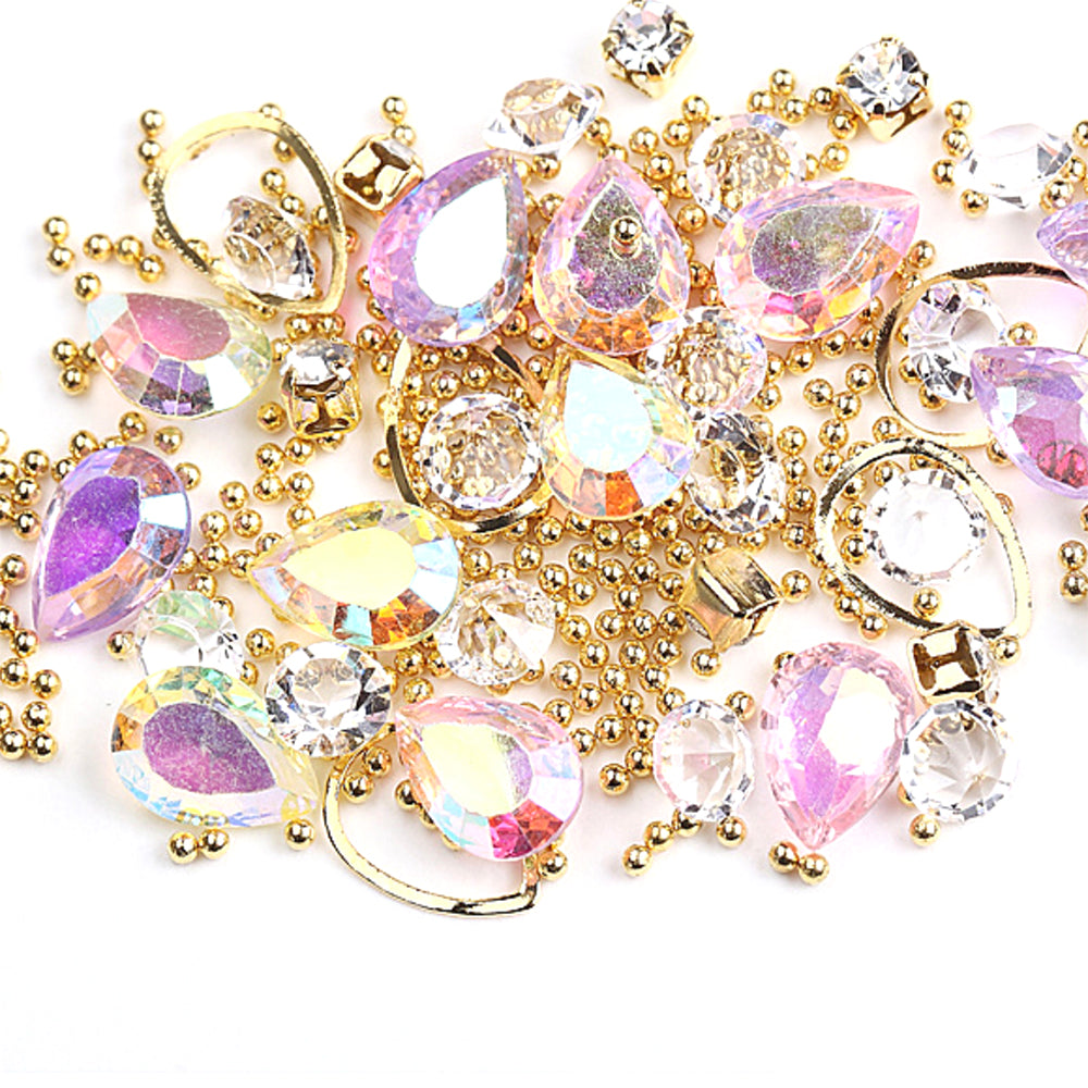 Metal Rivets with Variety of Pastel Colors Diamond Shaped Gemstones