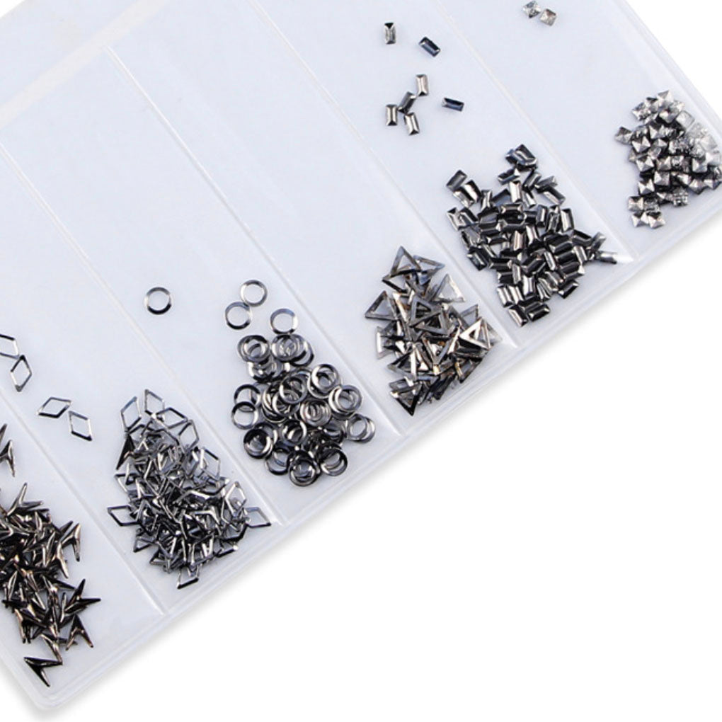 Nail Studs Art Decoration Variety Shapes Metal Rivets Gold Silver Set
