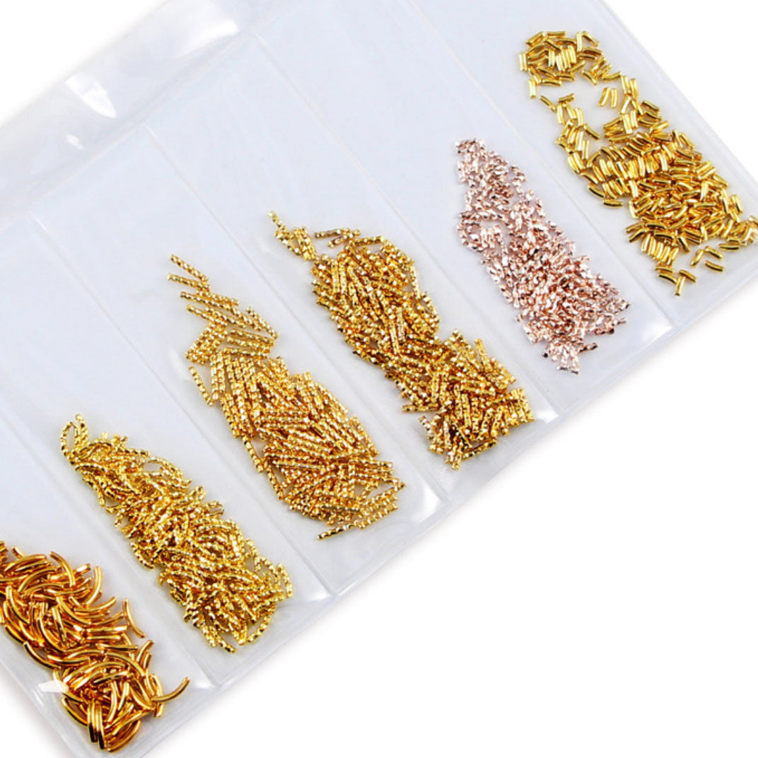 Nail Studs Art Decoration Variety Shapes Metal Rivets Gold Silver Set