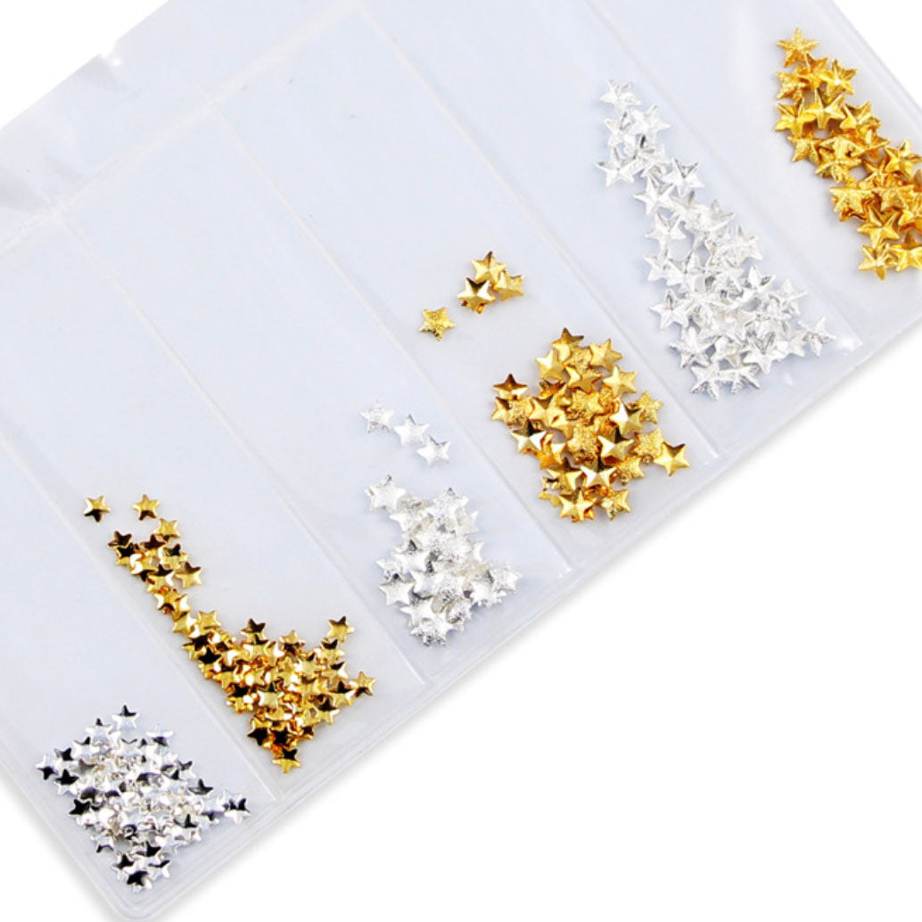 Nail Studs Art Decoration Variety Shapes Metal Rivets Gold Silver Set