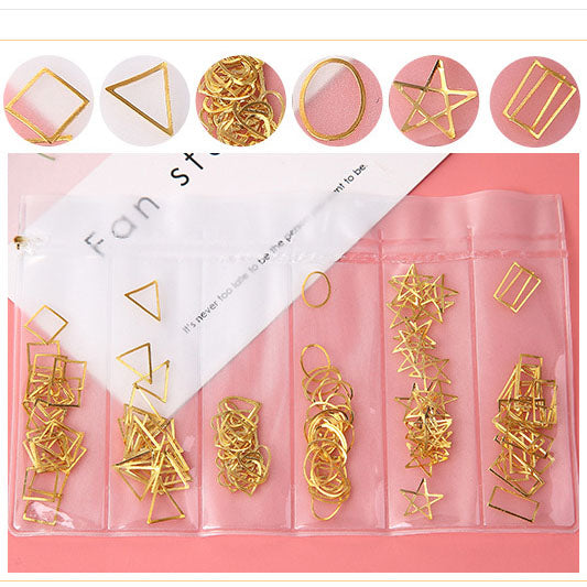 Nail Art Decoration Variety Shapes Metal Rivets Gold Silver Set