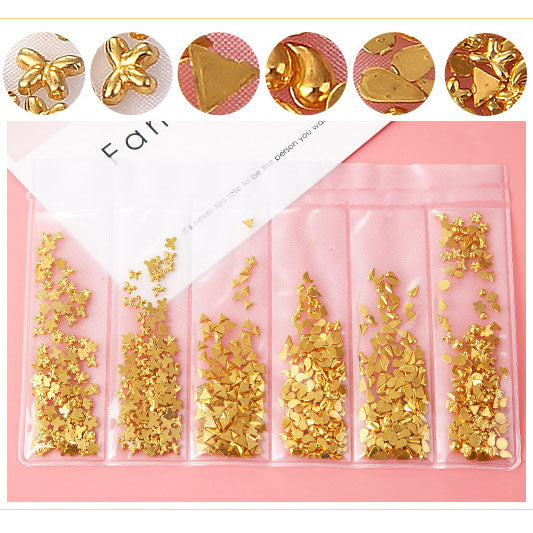 Nail Art Decoration Variety Shapes Metal Rivets Gold Silver Set