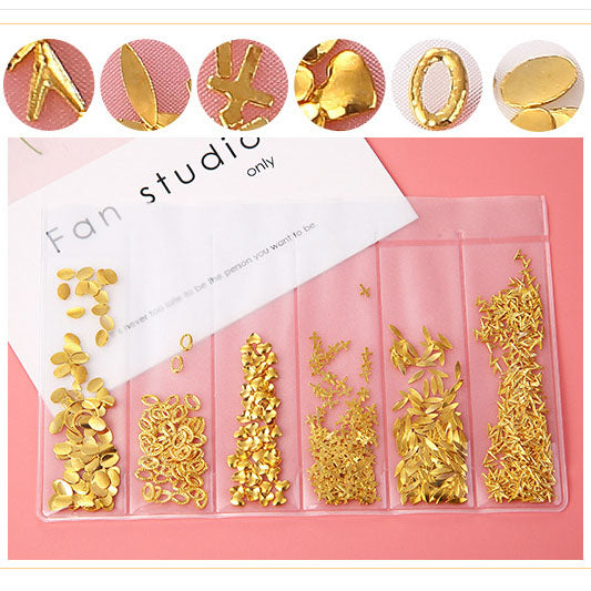 Nail Art Decoration Variety Shapes Metal Rivets Gold Silver Set