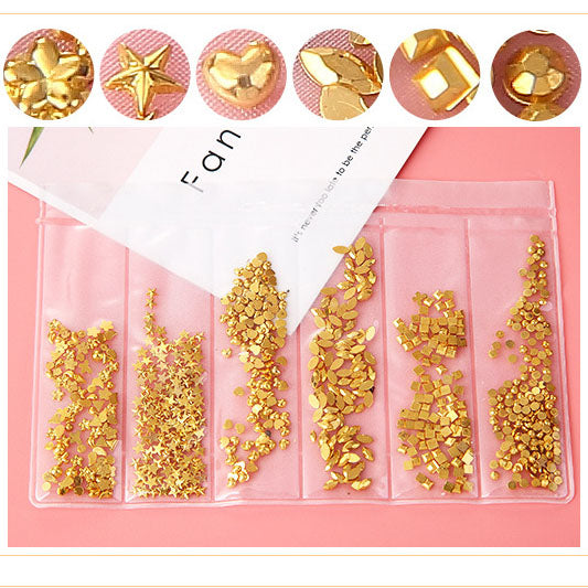 Nail Art Decoration Variety Shapes Metal Rivets Gold Silver Set