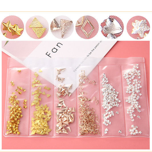 Nail Art Decoration Variety Shapes Metal Rivets Gold Silver Set