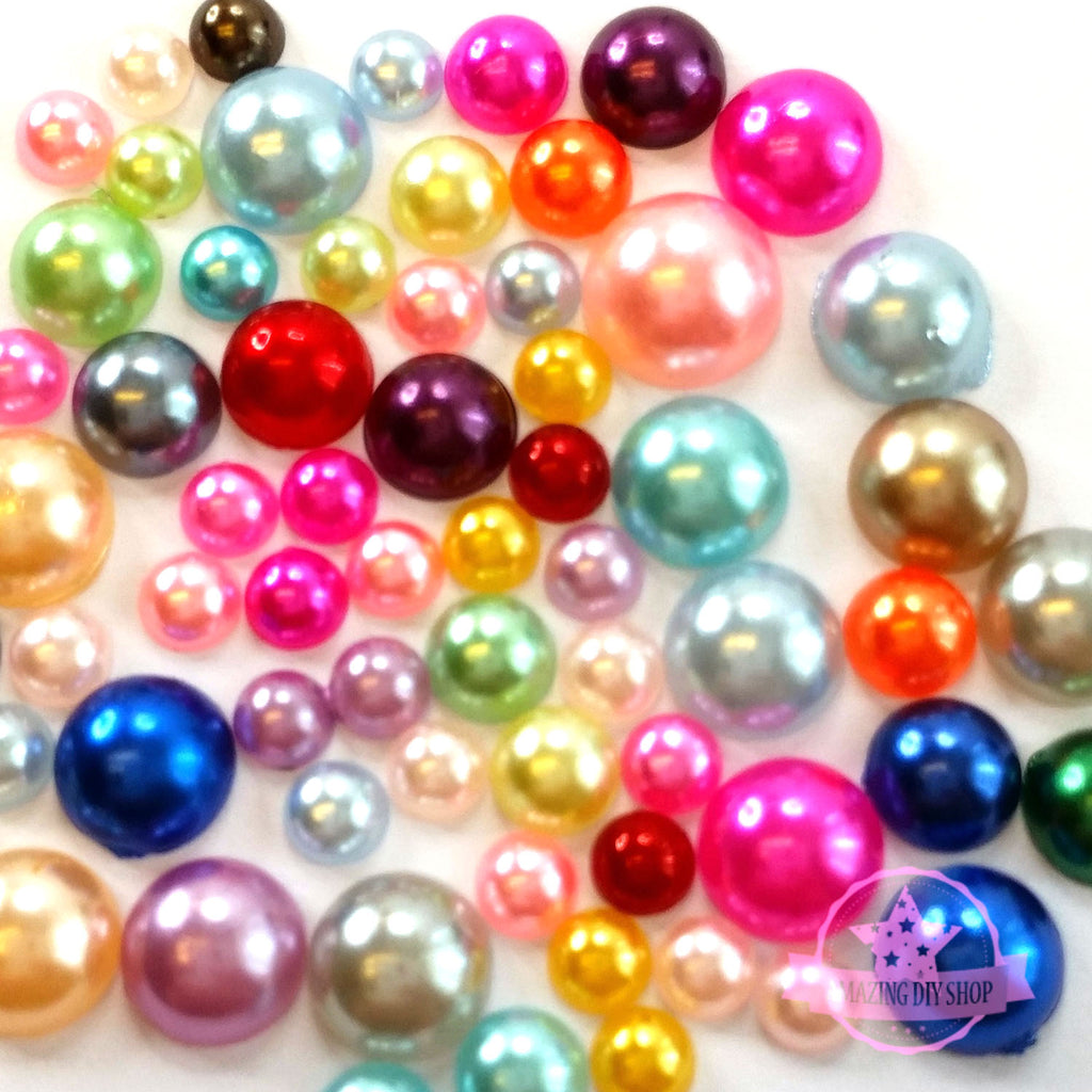 2mm to 10mm Mix Sizes Cream Shiny Round Faux Pearl Rhinestones Flat Ba –  GreatDeal68