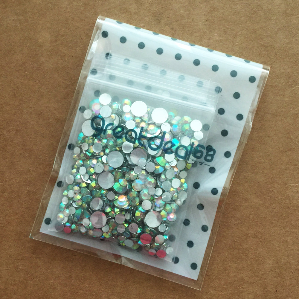 2mm to 6mm Mix Sizes Resin Crystal AB Round Rhinestones Flat Back