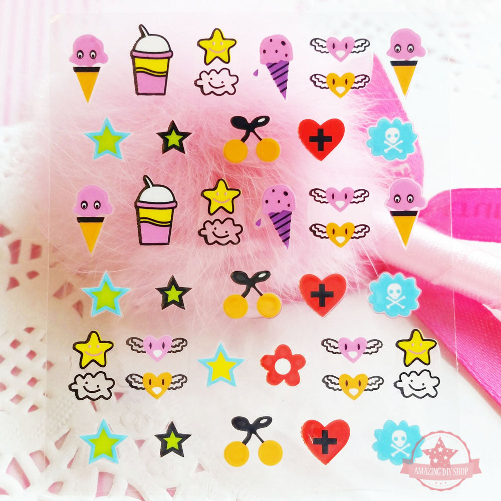 Love Cross Heart Nail Art Self Adhesive Stickers