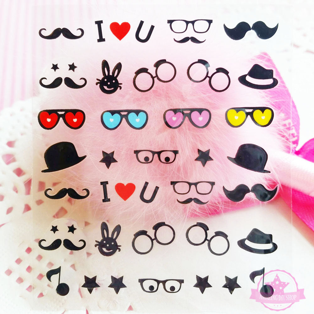 Love Cross Heart Nail Art Self Adhesive Stickers