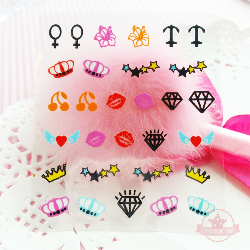 Love Cross Heart Nail Art Self Adhesive Stickers