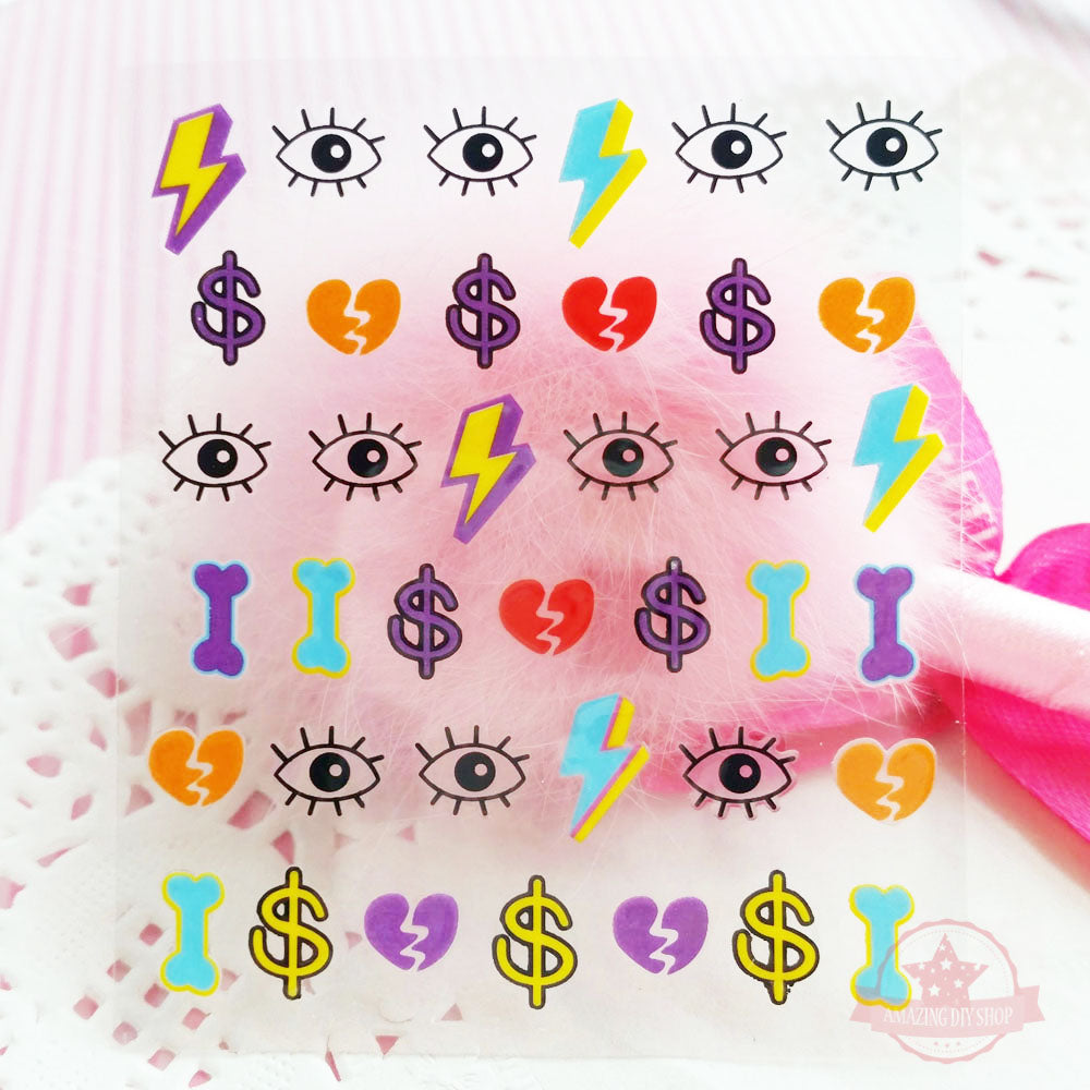 Love Cross Heart Nail Art Self Adhesive Stickers