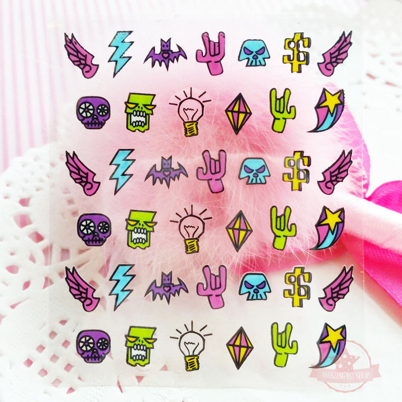 Love Cross Heart Nail Art Self Adhesive Stickers