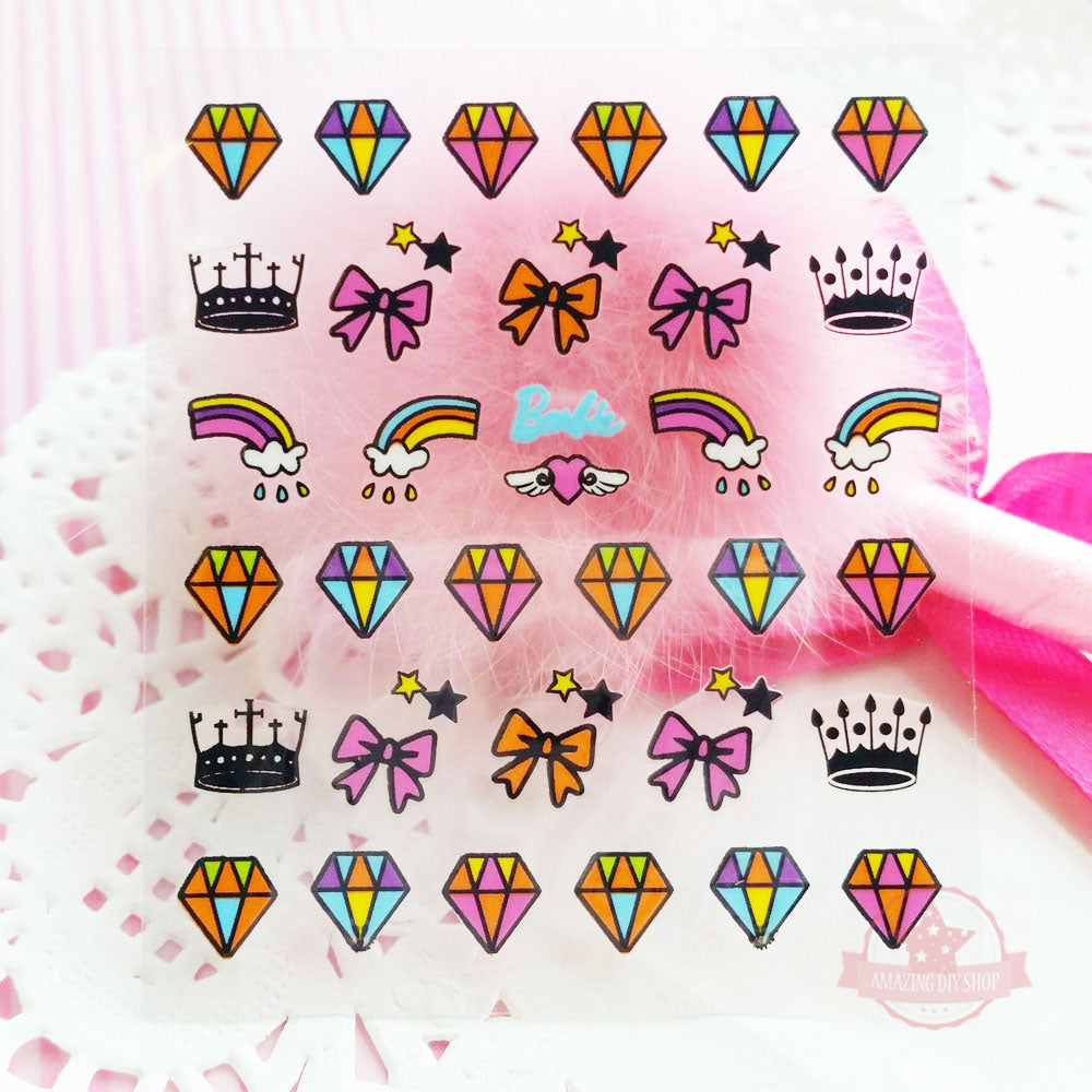 Love Cross Heart Nail Art Self Adhesive Stickers