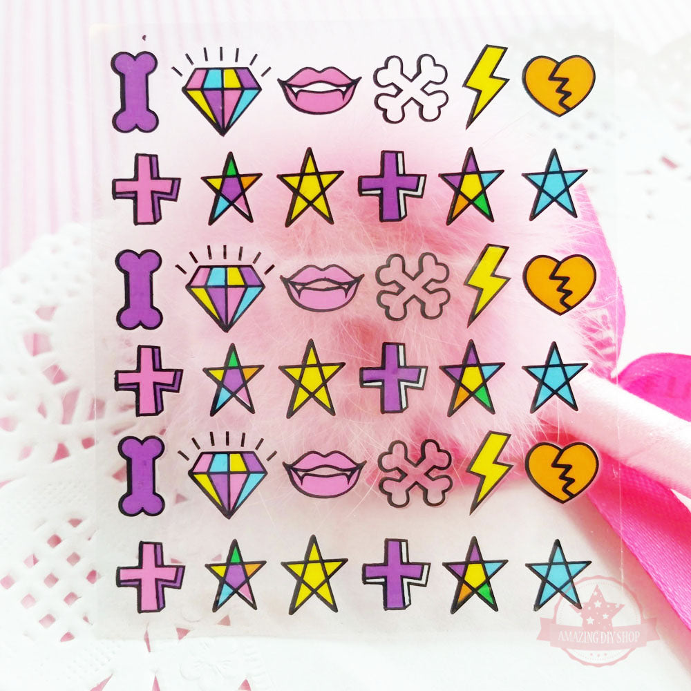 Love Cross Heart Nail Art Self Adhesive Stickers