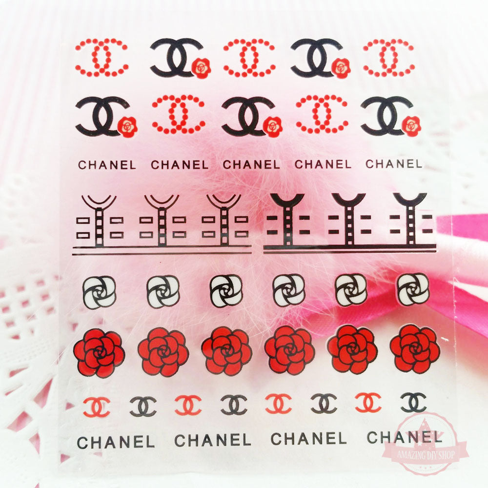 Designer Logo CC Nail Art Self Adhesive Stickers