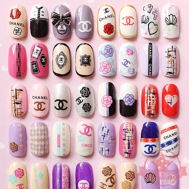 Designer Logo CC Nail Art Self Adhesive Stickers