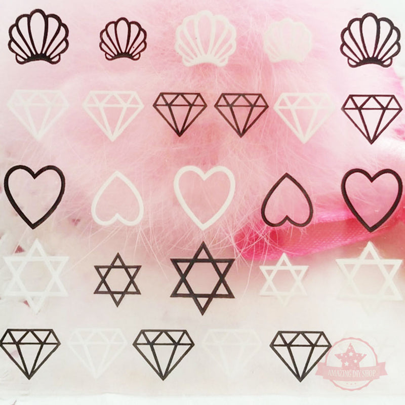 Cross Shell Heart Nail Art Self Adhesive Stickers