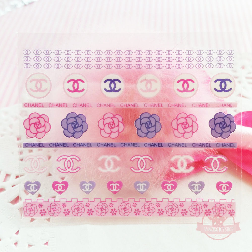 Designer Logo CC Nail Art Self Adhesive Stickers