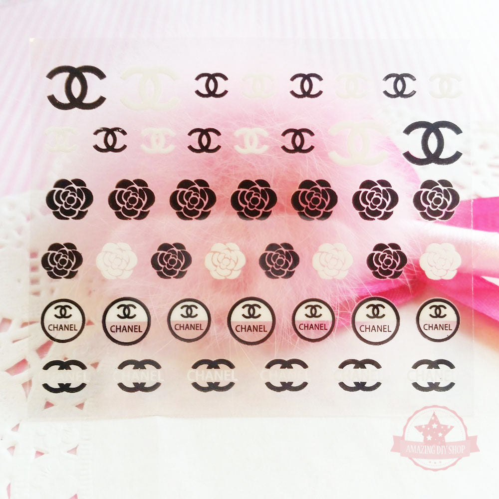 Designer Logo CC Nail Art Self Adhesive Stickers