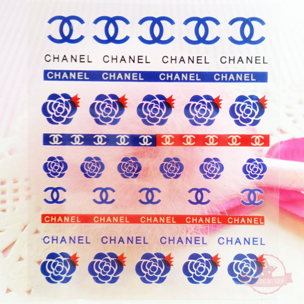 Designer Logo CC Nail Art Self Adhesive Stickers