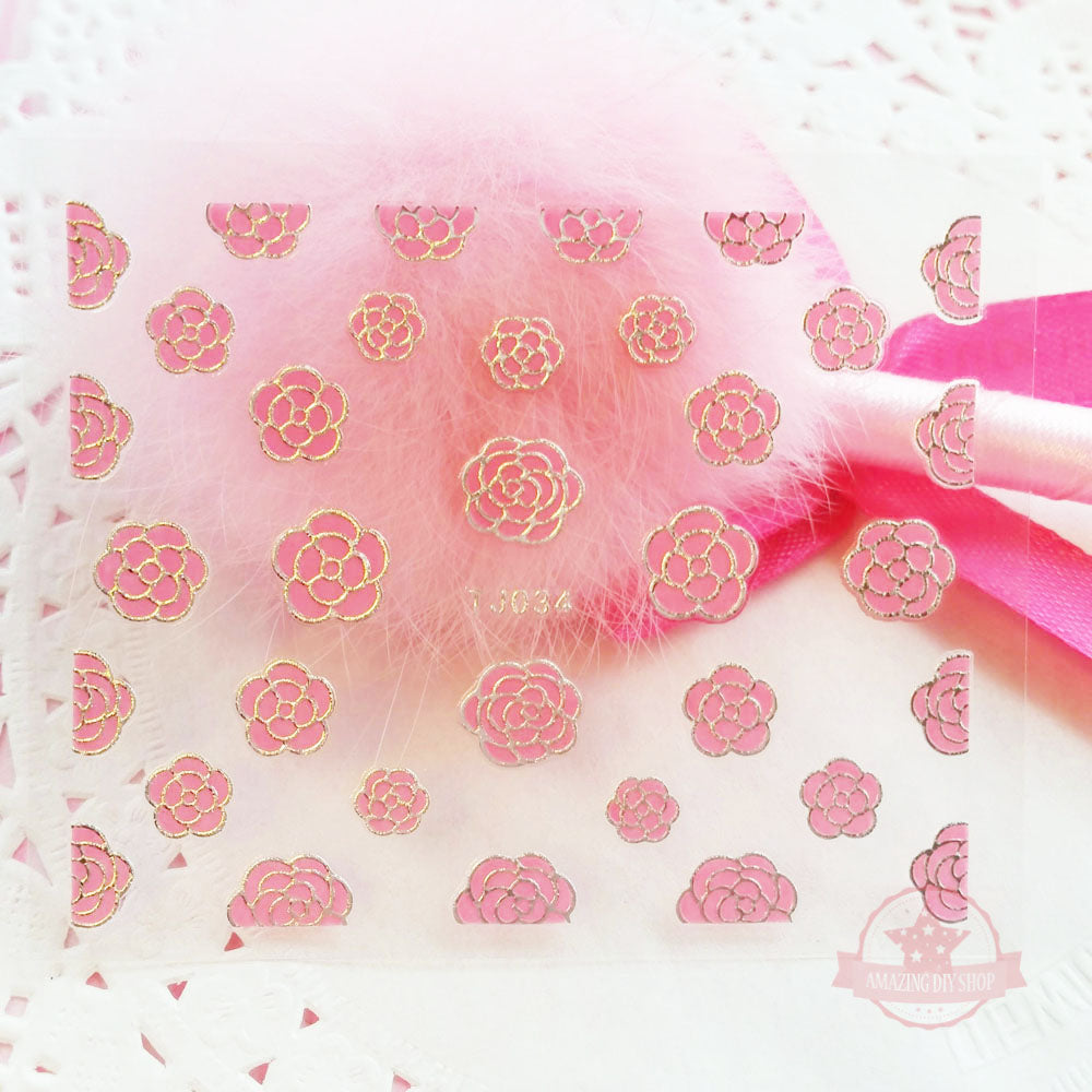 Camellia Flower Nail Art Self Adhesive Stickers