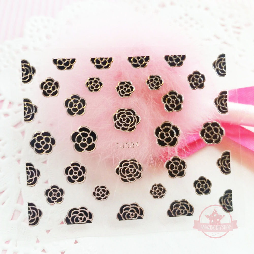 Camellia Flower Nail Art Self Adhesive Stickers