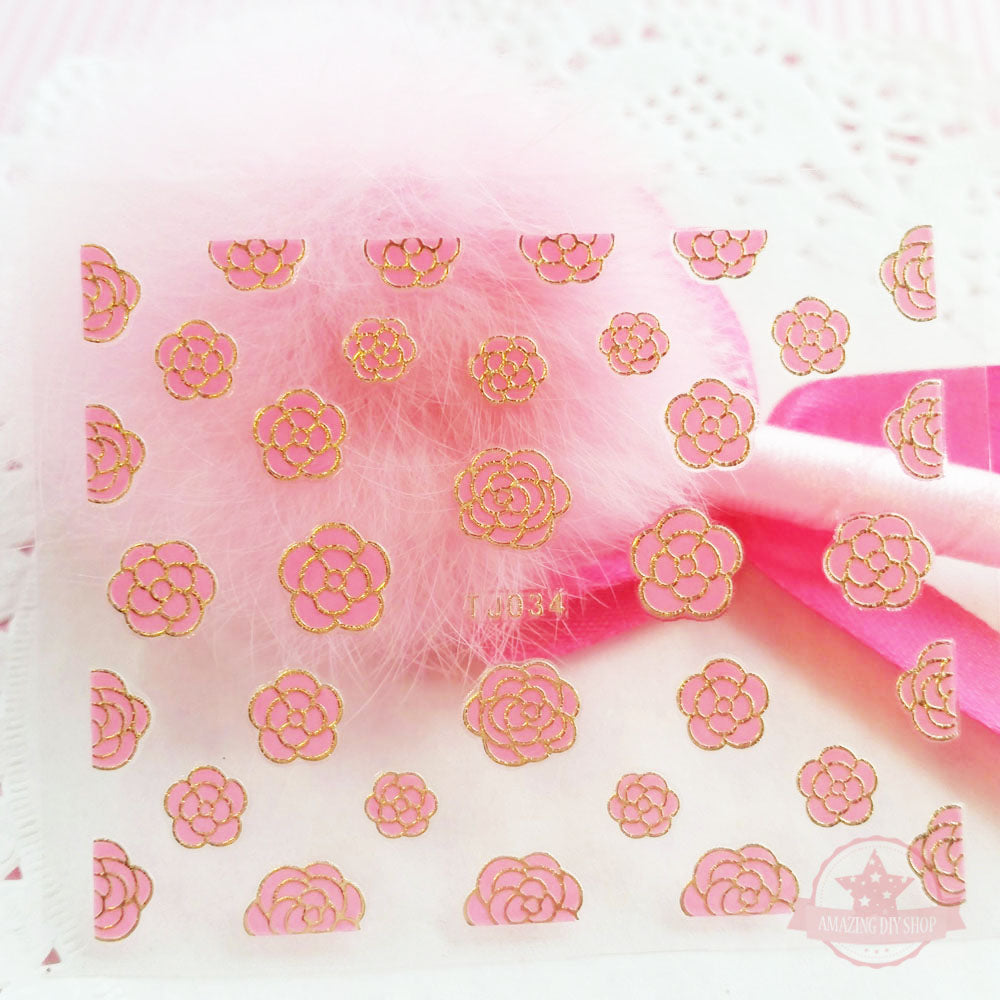 Camellia Flower Nail Art Self Adhesive Stickers