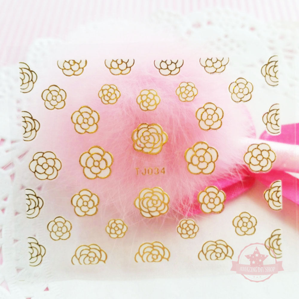 Camellia Flower Nail Art Self Adhesive Stickers