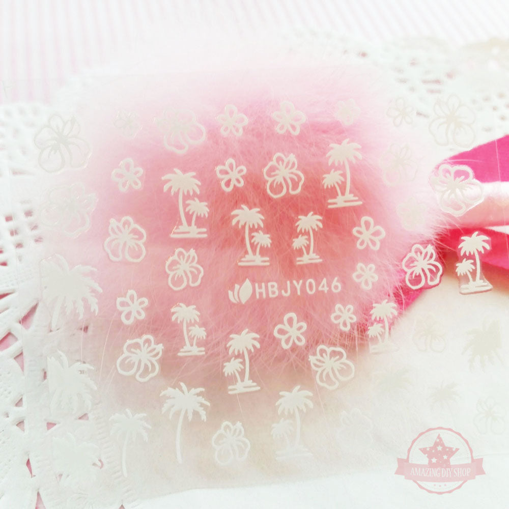 Trees Shell Flowers Smiley Nail Art Self Adhesive Stickers