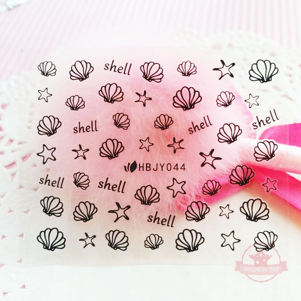 Trees Shell Flowers Smiley Nail Art Self Adhesive Stickers
