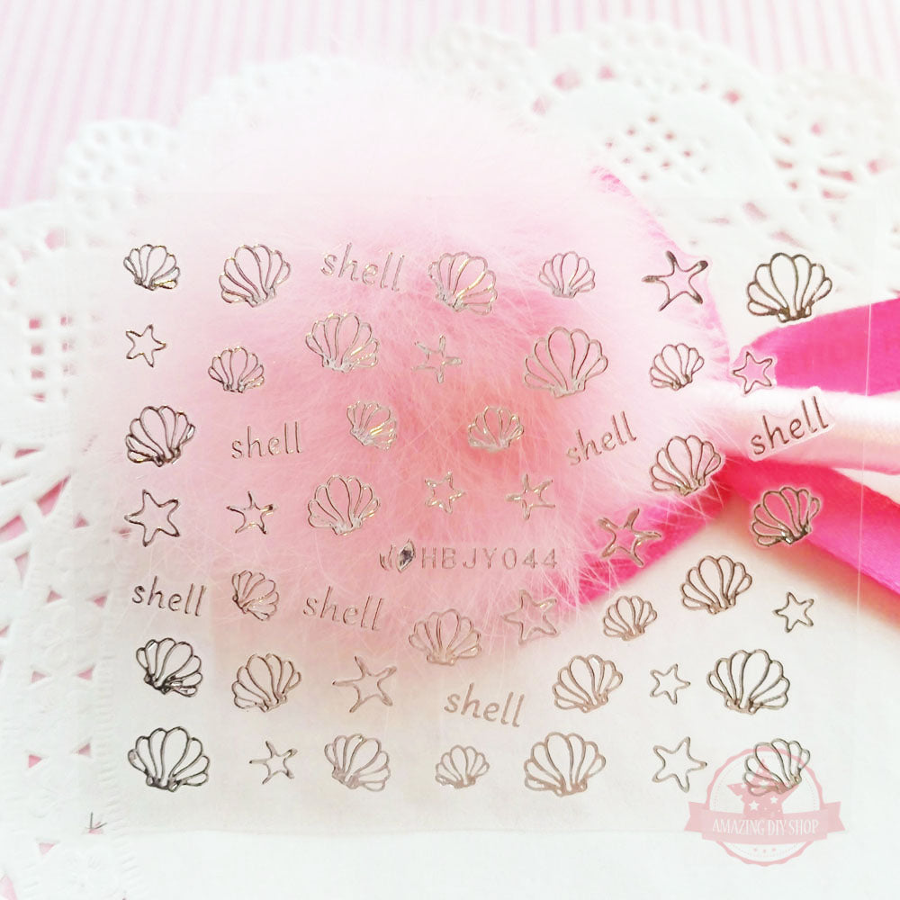 Trees Shell Flowers Smiley Nail Art Self Adhesive Stickers