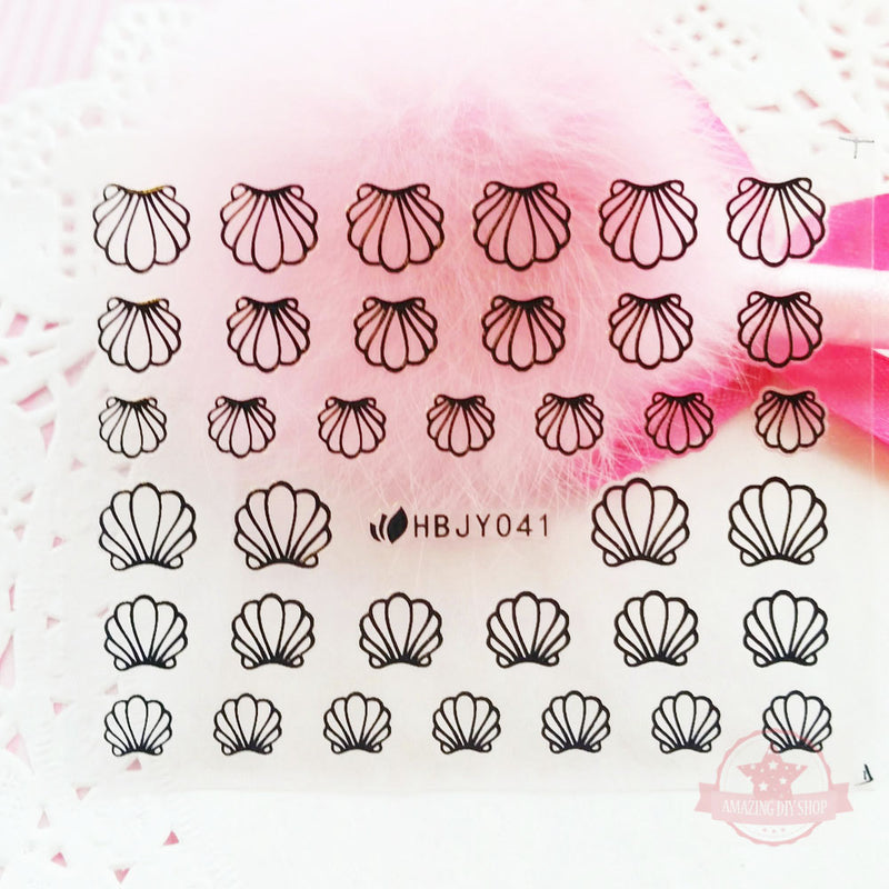 Trees Shell Flowers Smiley Nail Art Self Adhesive Stickers