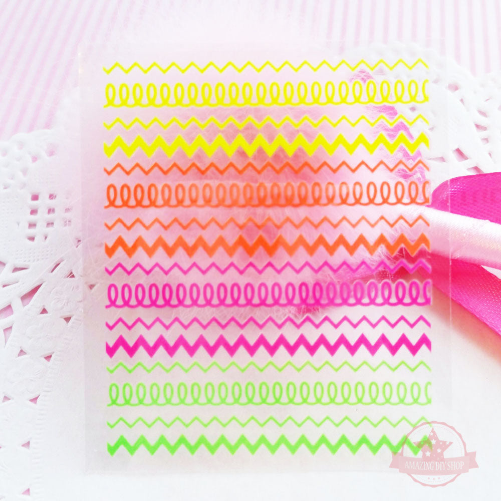 Neon Colors Nail Art Self Adhesive Stickers