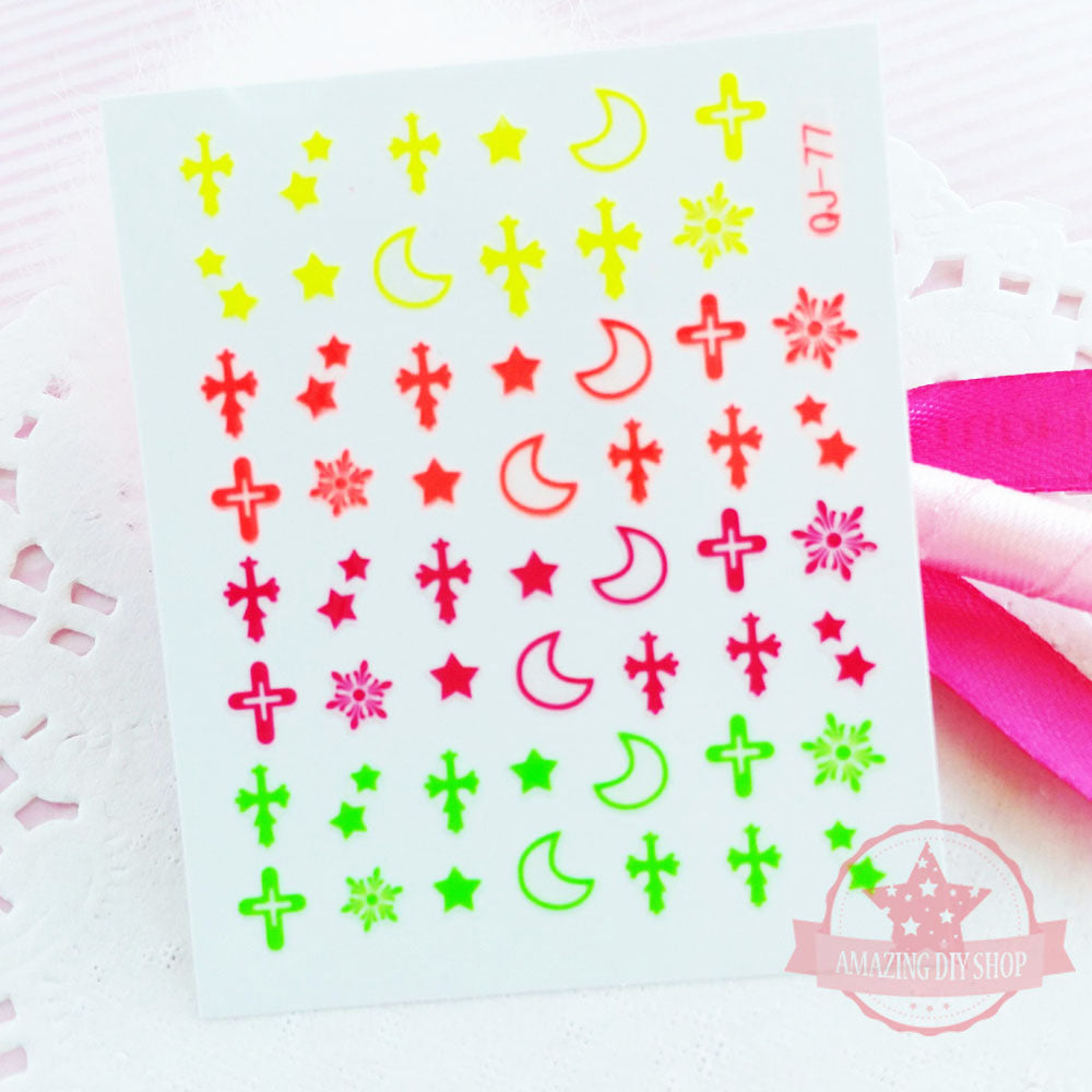 Neon Colors Nail Art Self Adhesive Stickers