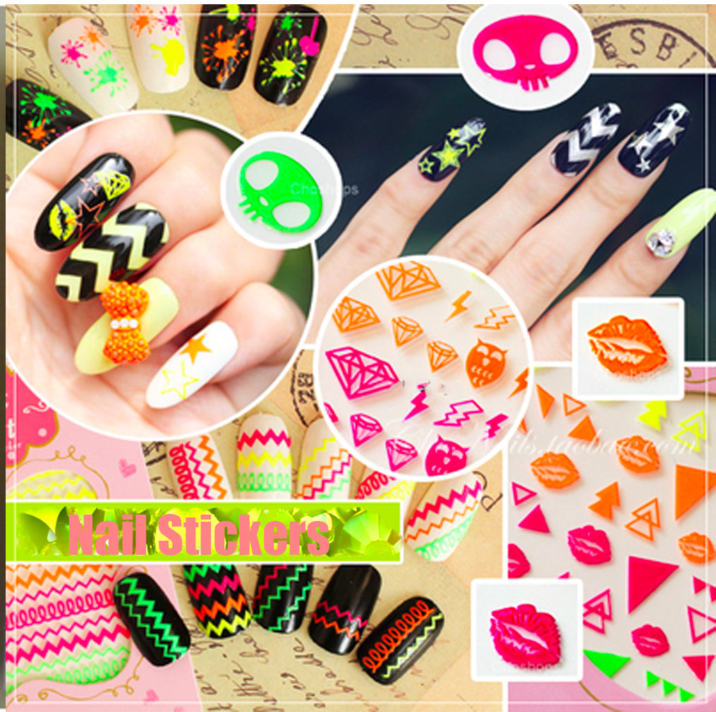 Neon Colors Nail Art Self Adhesive Stickers