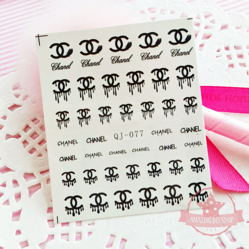 Black Logo Nail Art Water Transfer Decal
