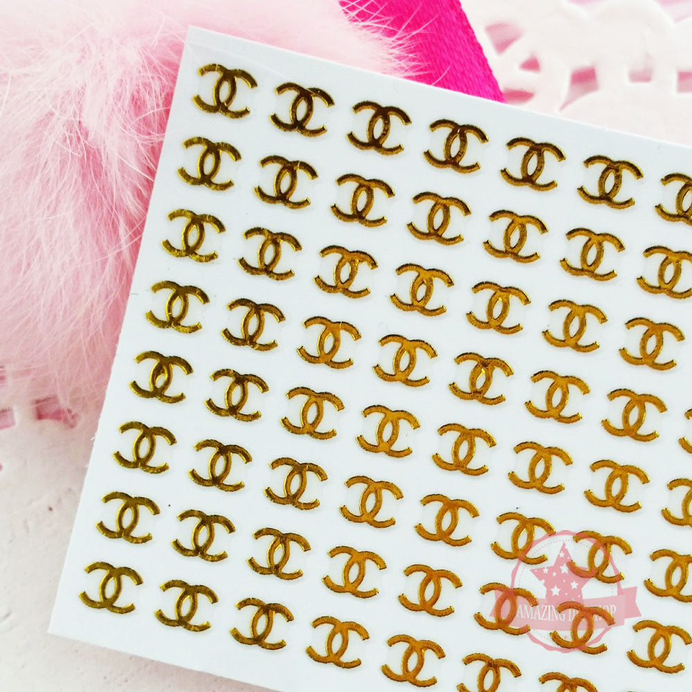 Metal Gold Logo Nail Art Self Adhesive Stickers