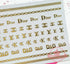 Metal Gold Logo Lace Nail Art Self Adhesive Stickers