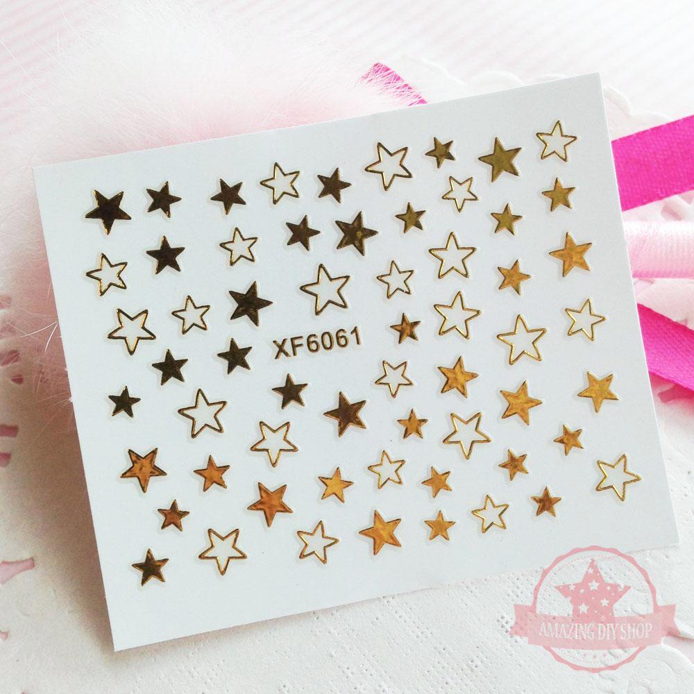 Metal Gold Star Nail Art Self Adhesive Stickers