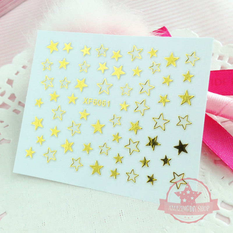 Metal Gold Star Nail Art Self Adhesive Stickers